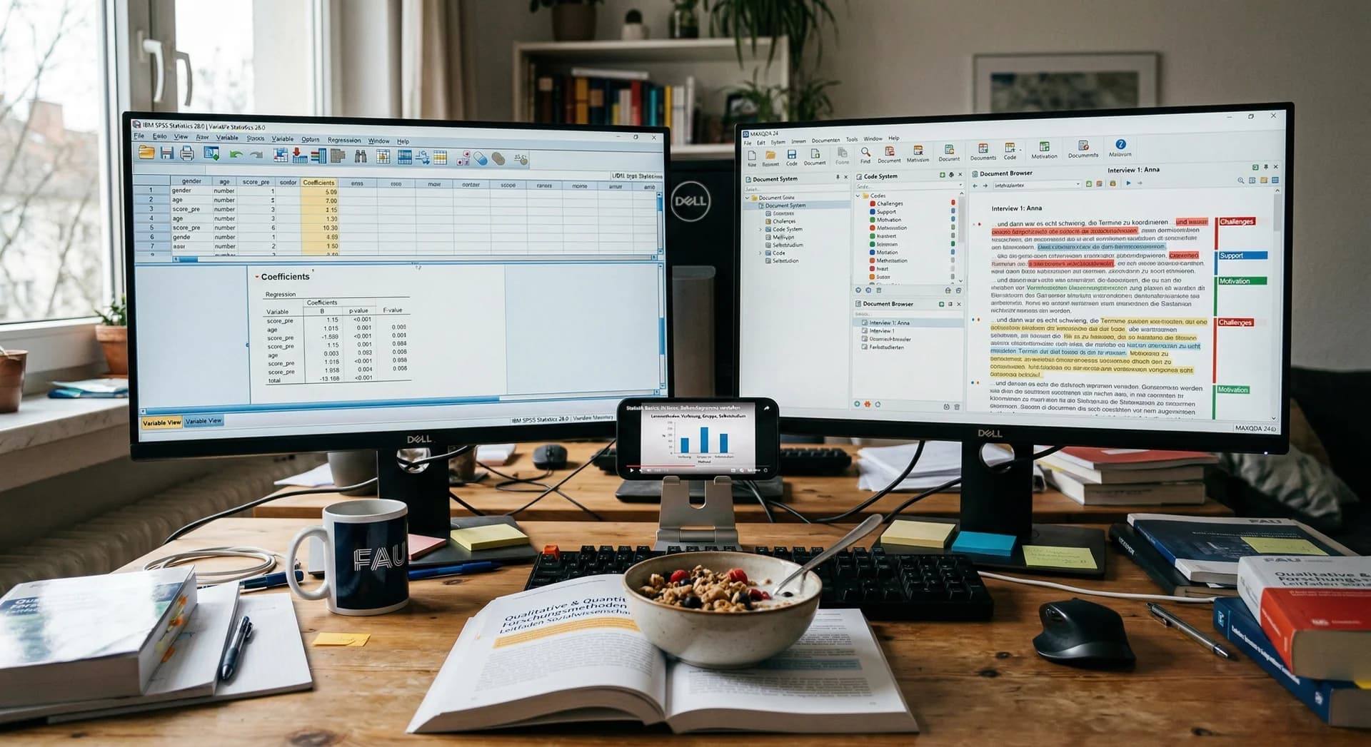 Masterarbeit zwischen SPSS, MAXQDA und Erklaervideo auf dem Smartphone