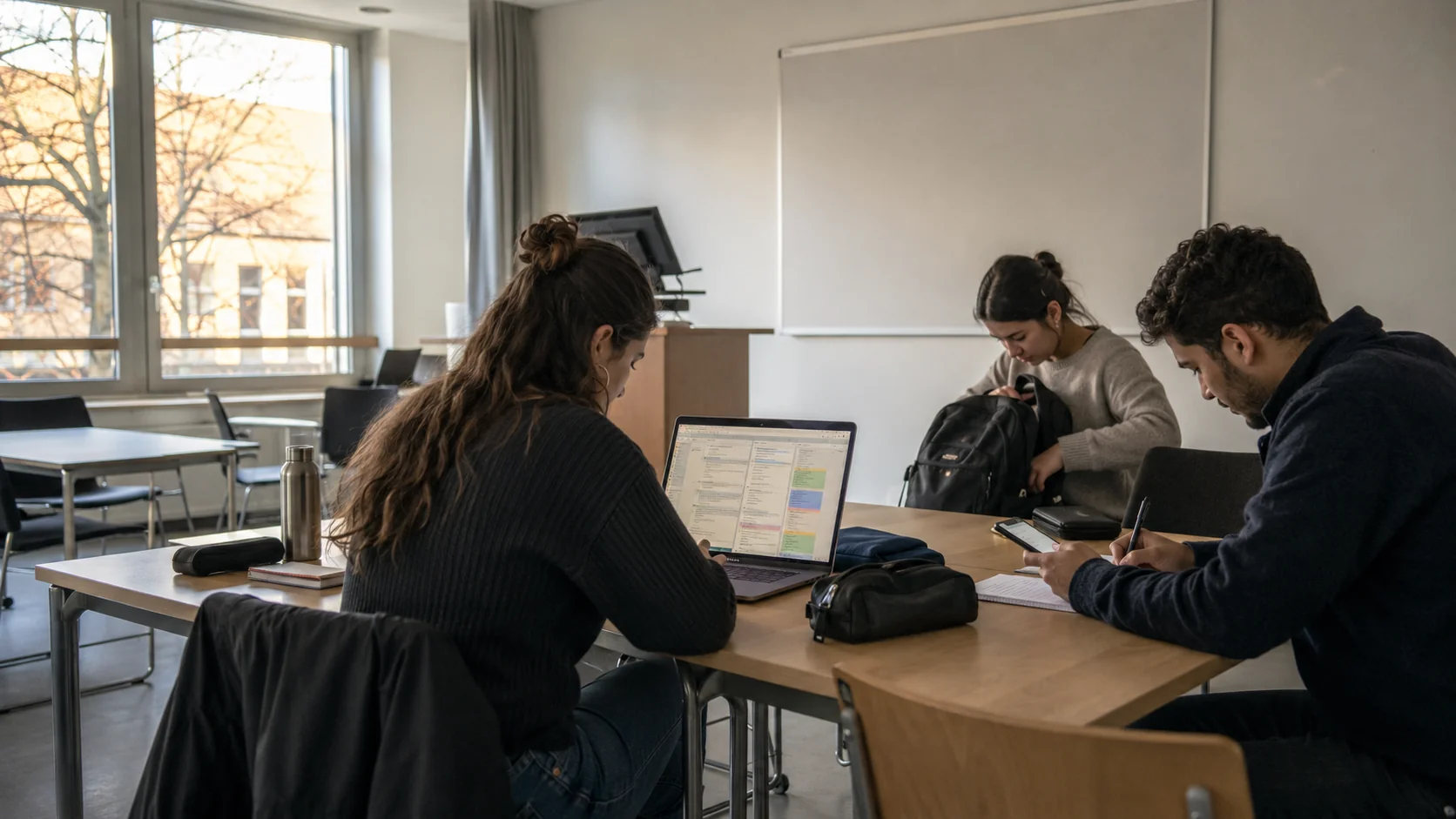 Studierende werten im Methodenseminar empirische Daten am Laptop aus