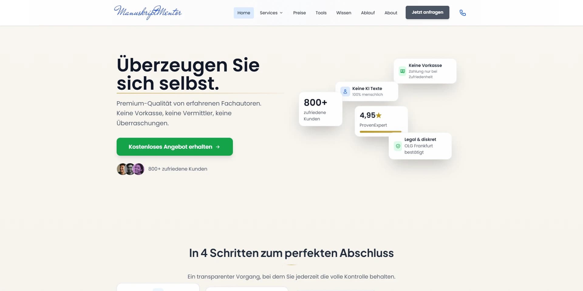 ManuskriptMentor Homepage - Professionelle Unterstützung für wissenschaftliche Arbeiten